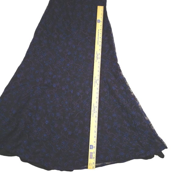 Vtg 90s Laura Ashley Sleeveless Maxi Dress 6 Womens Purple Lace Over Black Base - Picture 4 of 15